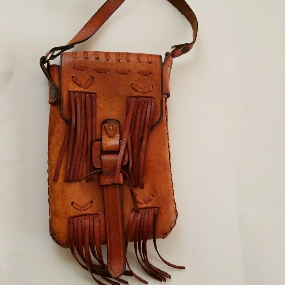 Real leather handmade crossbody from Cozumel, MX